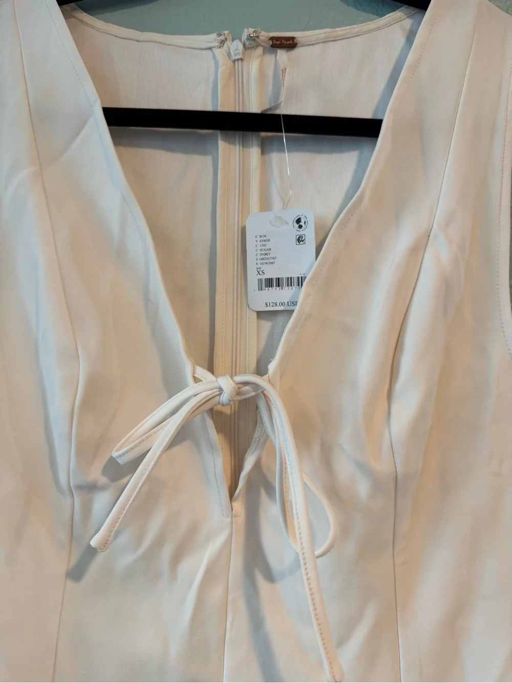 NWT Free People Jace Ivory Tie-Front Short Romper Dress XS-S (see measurements)